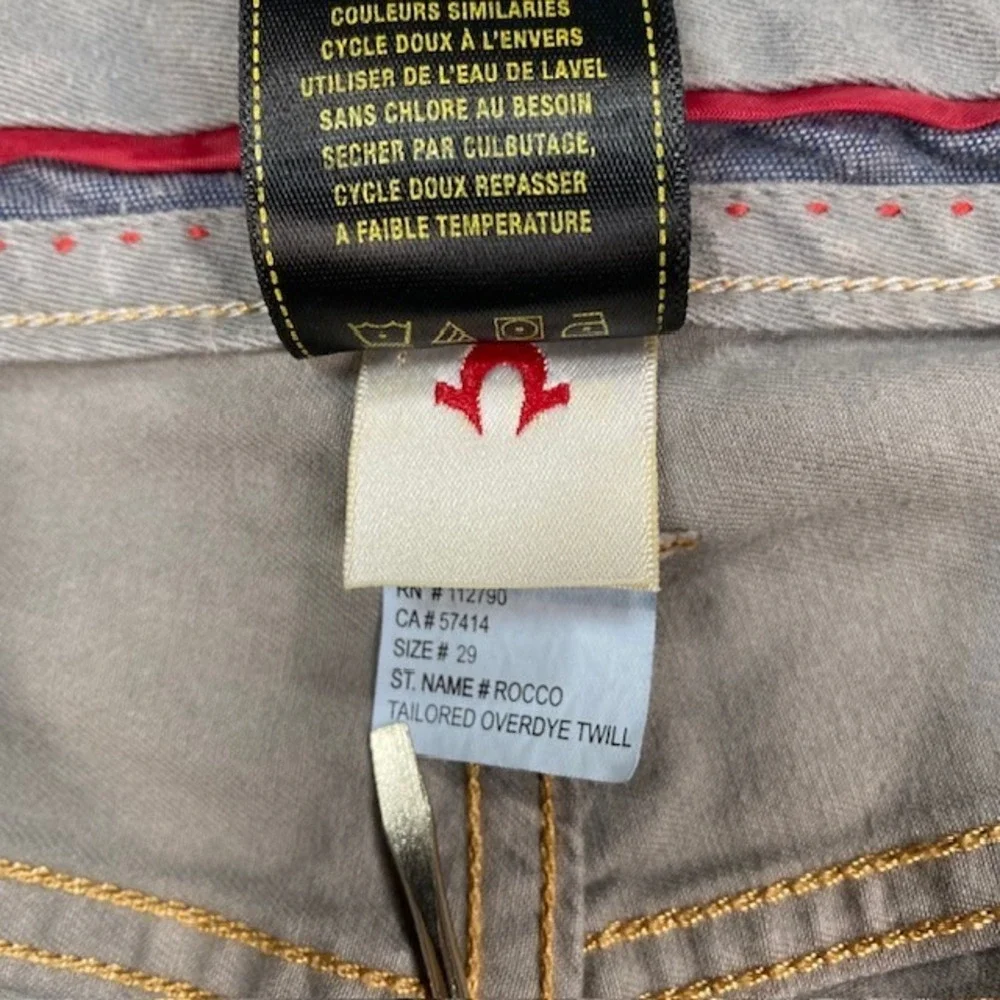 True Religion Rocco Tailored Overdye Twill Pants Gray Mens‎ Size 29 Cotton
